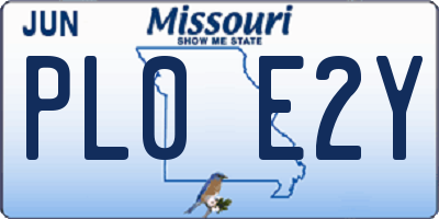 MO license plate PL0E2Y