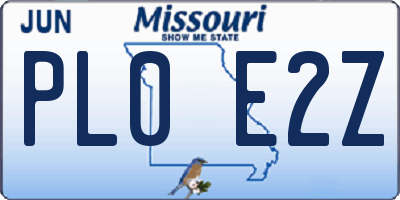 MO license plate PL0E2Z
