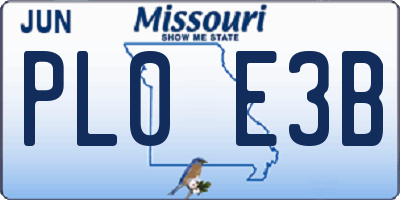 MO license plate PL0E3B