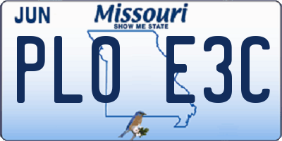 MO license plate PL0E3C