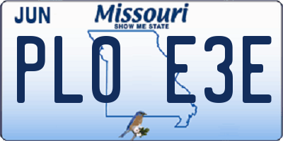 MO license plate PL0E3E