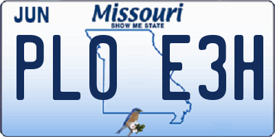 MO license plate PL0E3H