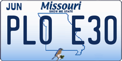 MO license plate PL0E3O