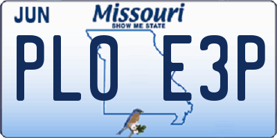 MO license plate PL0E3P