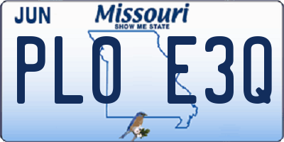 MO license plate PL0E3Q