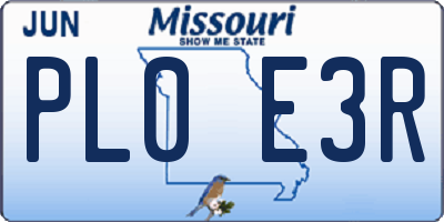 MO license plate PL0E3R