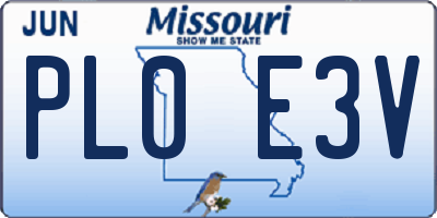 MO license plate PL0E3V
