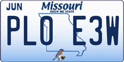 MO license plate PL0E3W
