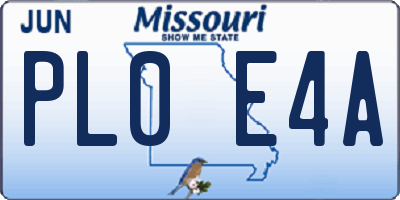 MO license plate PL0E4A