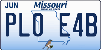 MO license plate PL0E4B