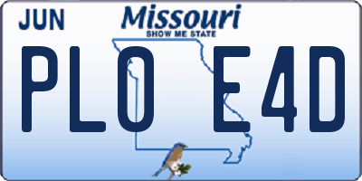 MO license plate PL0E4D