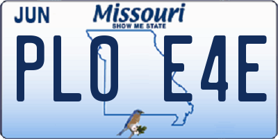 MO license plate PL0E4E