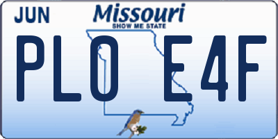 MO license plate PL0E4F