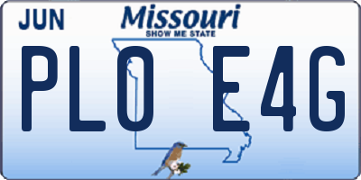MO license plate PL0E4G