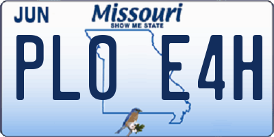 MO license plate PL0E4H