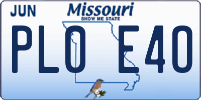MO license plate PL0E4O