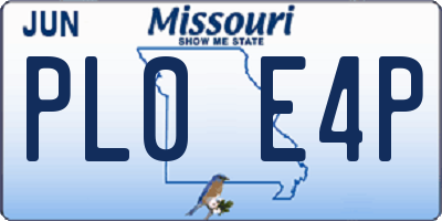 MO license plate PL0E4P