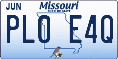 MO license plate PL0E4Q