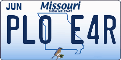 MO license plate PL0E4R