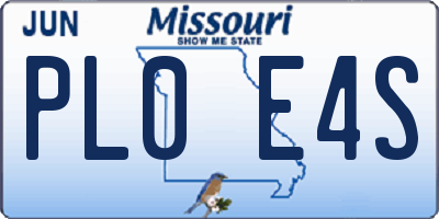 MO license plate PL0E4S