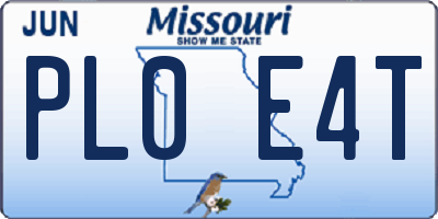 MO license plate PL0E4T