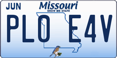 MO license plate PL0E4V