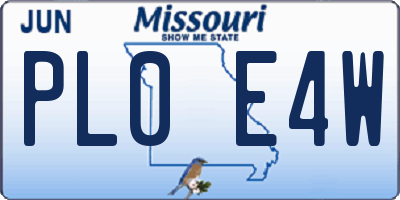 MO license plate PL0E4W