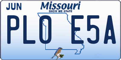 MO license plate PL0E5A
