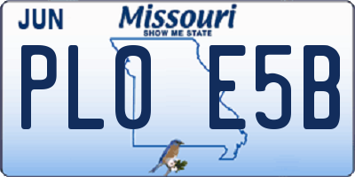 MO license plate PL0E5B