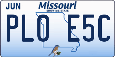 MO license plate PL0E5C