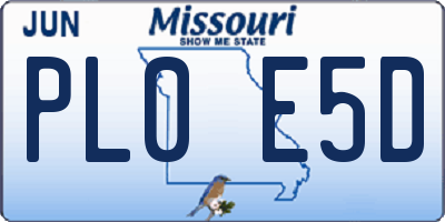 MO license plate PL0E5D