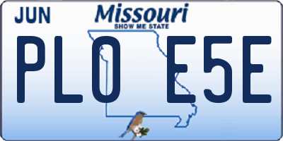 MO license plate PL0E5E
