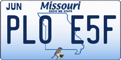 MO license plate PL0E5F