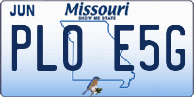 MO license plate PL0E5G