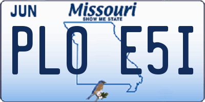 MO license plate PL0E5I