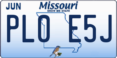 MO license plate PL0E5J
