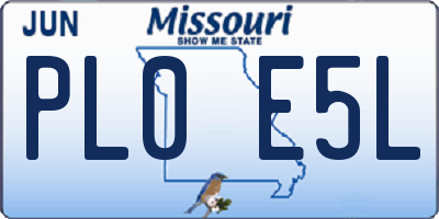 MO license plate PL0E5L