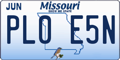 MO license plate PL0E5N