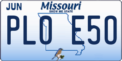 MO license plate PL0E5O