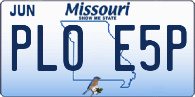 MO license plate PL0E5P