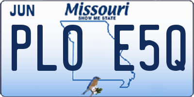 MO license plate PL0E5Q