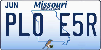 MO license plate PL0E5R