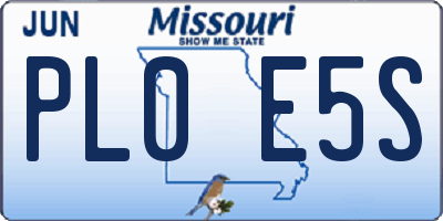MO license plate PL0E5S