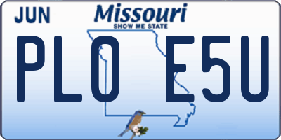 MO license plate PL0E5U