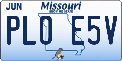 MO license plate PL0E5V