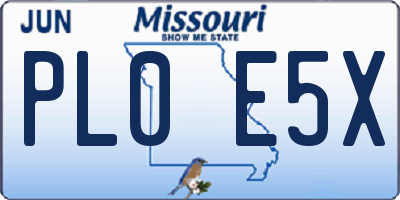 MO license plate PL0E5X