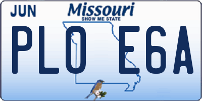 MO license plate PL0E6A