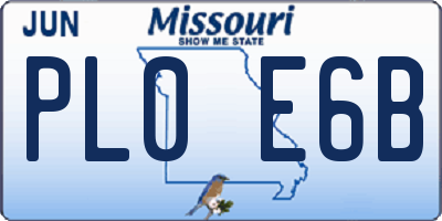 MO license plate PL0E6B