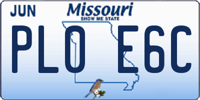 MO license plate PL0E6C