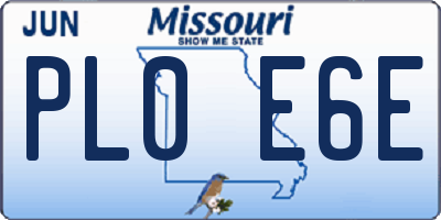 MO license plate PL0E6E